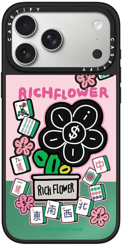 CASETiFY Mirror iPhone 17 Pro Max Case [Reflective/Compatible with Magsafe / 4.9 ft. 1X Military Grade Drop Protection] - Joy and Prosperity - Black On Black