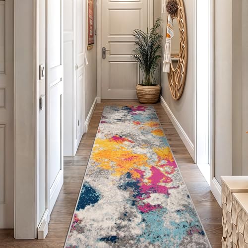 Rugshop Sky Collection Modern Abstract Runner Rug 2'7" x 12'