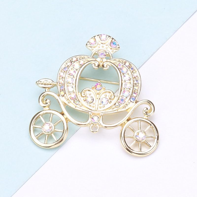 Image of 2Pcs Pumpkin Carriage Brooch Simple Sweater Scarf Shawl Buckle Pin Dress Jewelry Party Accessory For Women
