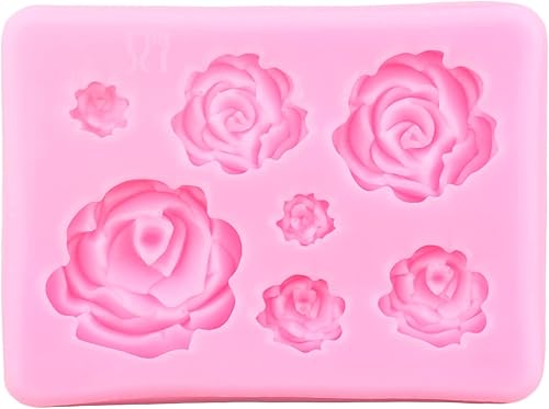 Miniatura 6 de Mujiang Molde de fondant de flores de rosa, moldes de silicona para decoración de pasteles, decoración de cupcakes, pasta de goma de mascar de