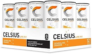 CELSIUS Sparkling Orange Fitness Drink, Zero Sugar, 12oz. Slim Can, 12 Pack