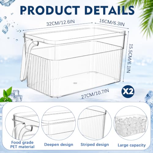 Image of 2 Set Clear Ice Storage Bin Bucket for Freezer Scoop Set Large Bin Holder