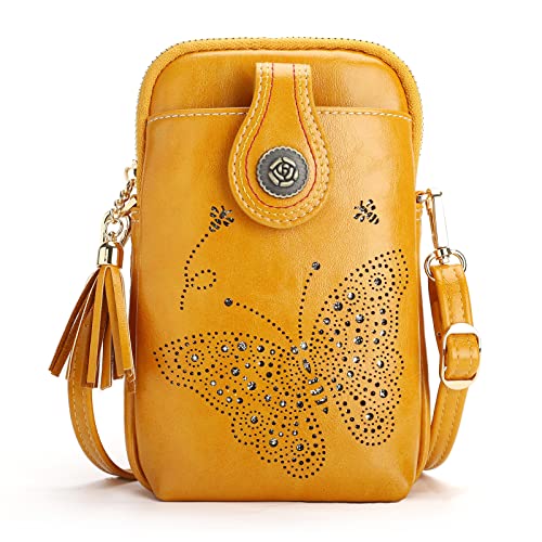 APHISON® Étui pour téléphone portable à bandoulière | Sac à bandoulière moderne | Sac à bandoulière pour téléphone portable de moins de 6,10 pouces | Bandoulière réglable | Jaune, jaune Cover