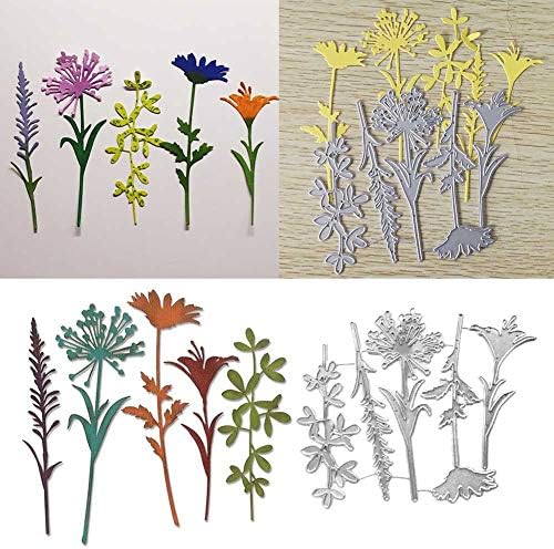 Scrapbooking Cutting Dies, Beautiful Flowers Metal Die Embossing Stencil for DIY Card Making Silver
