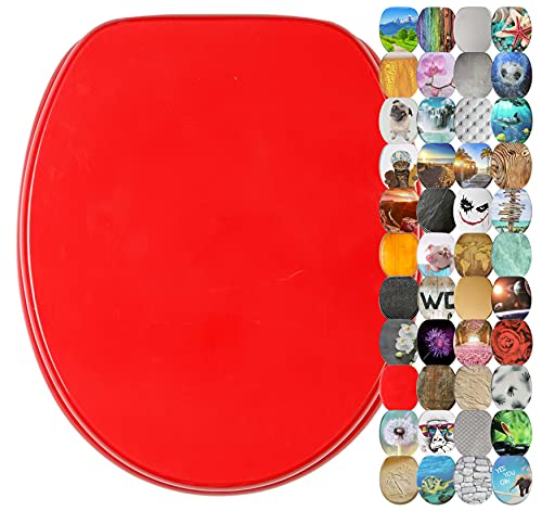 Sanilo Sedile WC con chiusura ammortizzata, grande scelta di belli copriwater da legno robusto e di alta qualità (Rosso)