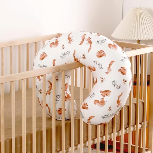 Image of GRSSDER Nursing Pillow Cover Stretchy Minky Removable Nursing Covers for Breastfeeding Pillows, Ultra Soft Comfortable Slipcover for Boy and Girls, Stylish Pretty Squirrel