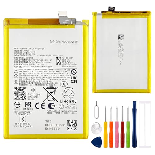 E-yiiviil Batterie de rechange QF50 compatible avec Motorola G34 avec outils
