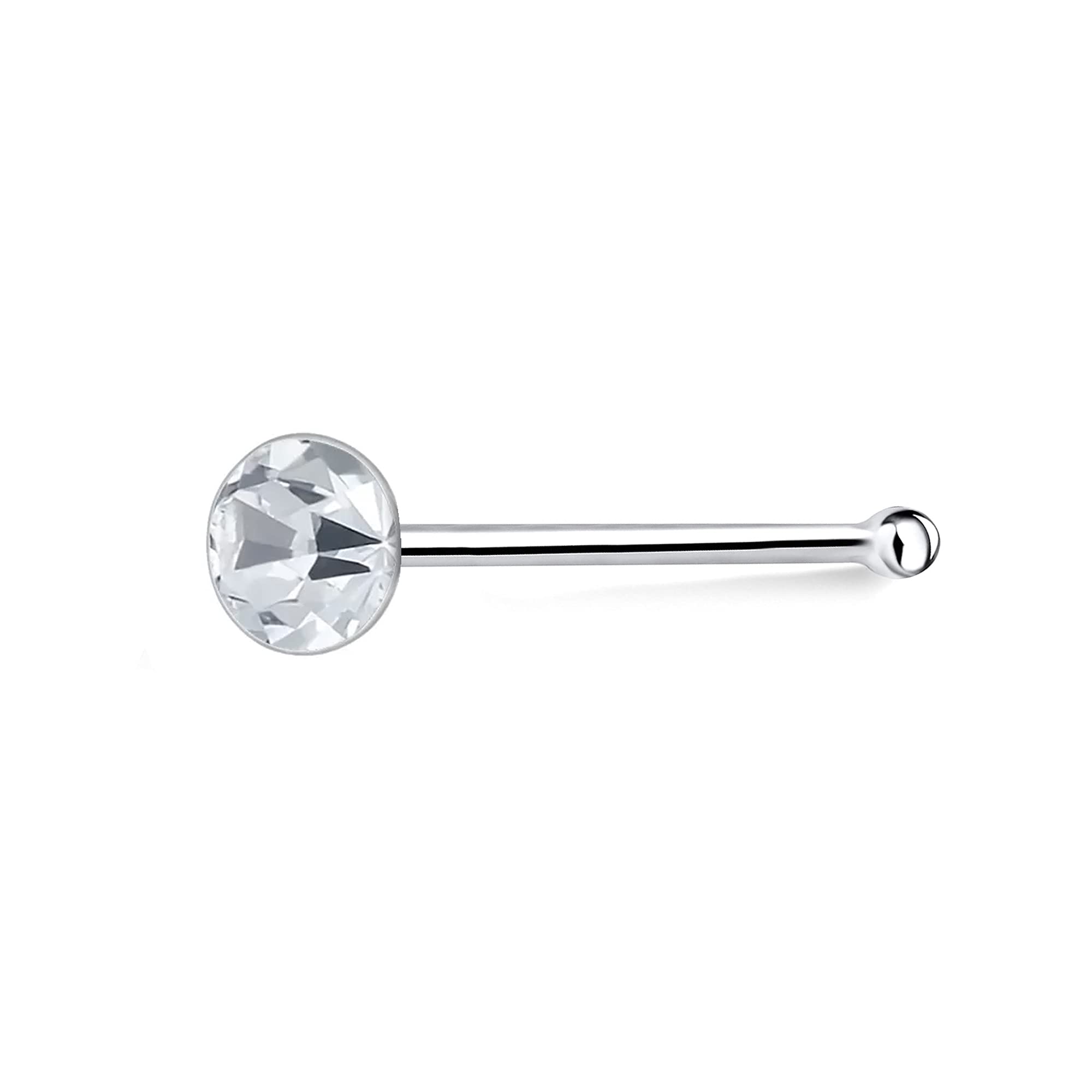 Via Mazzini 92.5-925 Sterling Silver 3.5mm Crystal Round Nose Pin Stud for Women and Girls (NR05054) (B07VD43QVP) Amazon Price History, Amazon Price Tracker