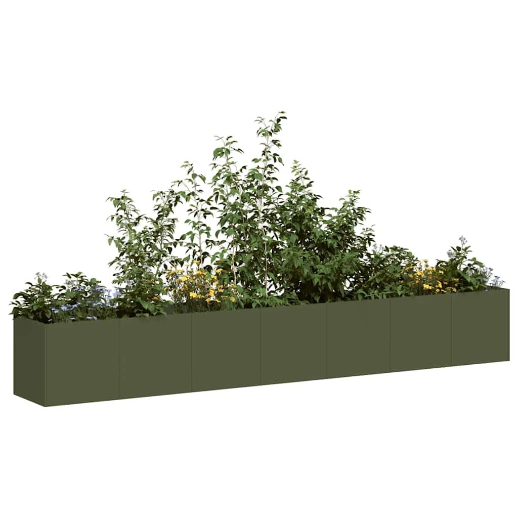 Giardino Verde Oliva 280x40x40 cm Acciaio Lamine a Freddo | Supporto interno rinforzato, fondo aperto per drenaggio, per giardino balcone patio
