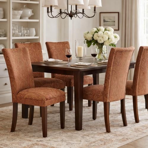 Image of HomePop Parsons Dining Chair - Red & Gold Damask (Single Pack)