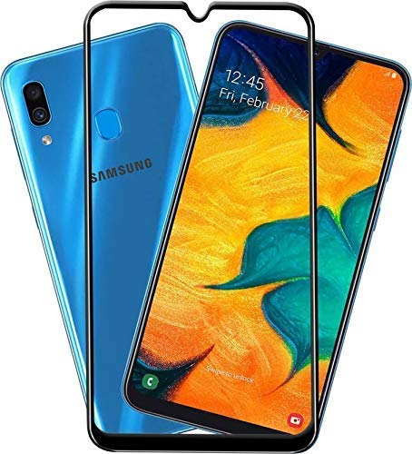 Image of Military-Grade Tempered Glass Screen Protector Compatible for Samsung Galaxy A30 with Edge to Edge Coverage and Easy Self Installation kit (Samsung Galaxy A30)
