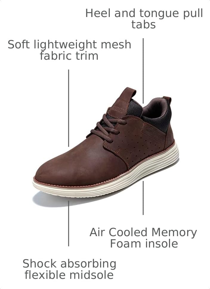 Image of Arkbird Casual Sneakers, Breathable Lace-Up Leather Walking Shoes Comfortable Fashion Sneakers for Men Daily Work