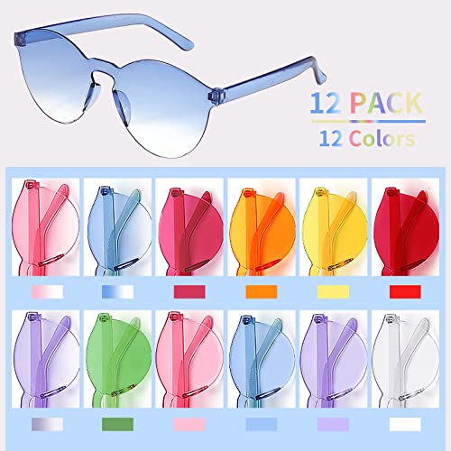 12 Pack Rimless Kids Sunglasses Party Favors - Colorful Glasses for Women, Girls, Boys, Unisex - Birthday, Beach, Pool Party Supplies3