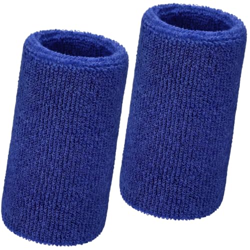Image of WILLBOND 2 Pcs 6 Inch Wrist Sweatbands for Men and Women, Moisture Athletic Cotton Sweatband for Tennis, Basketball, Running