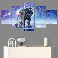 SIGNWIN 5 Panel Canvas Wall Art Modern Art Astronomy & Space Contemporary Cosmic Dramatic Mixed Media Multicolor for Home Decorations Ready to Hang - 60