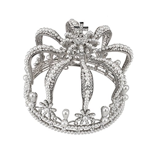 FUMUD Bridal Crystal Rhinestone Tiara Crowns Princess kings crown Pageant Prom Rhinestone Headband Wedding Hair Accessory（4.5'')