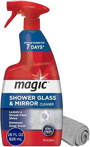Magic Shower Glass and Mirror Cleaner 28 Fl Oz - Streak & Fog Free Soap Scum Remover Bundle