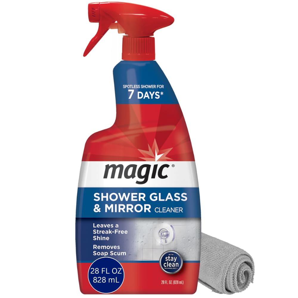 MAGIC Shower Glass and Mirror Cleaner Spray Bundle, Fog & Streak Free, Removes Soap Scum, Rust Stains, Fingerprints, Dirt, and Hard Water, Perfect for