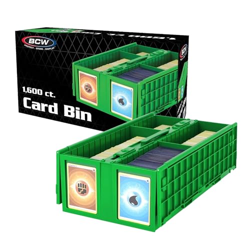 BCW Collectible Card Bin - Holds up to 1600 Cards | Large Card Storage Box for Loose Trading Cards | Pokemon, MTG, and Sports Card Storage Boxes | Sorting Card Box (Green, Single)
