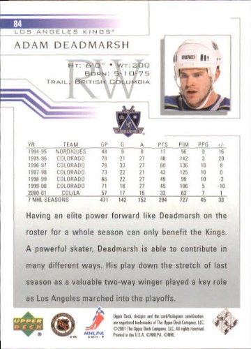 2001-02 Upper Deck Hockey #84 Adam Deadmarsh at Amazon's Sports