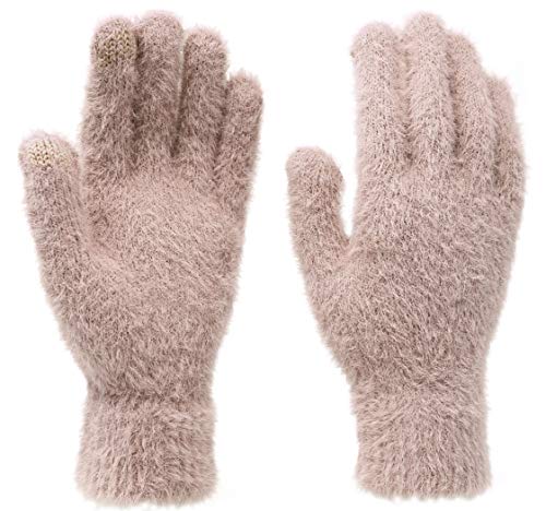 KMystic Womens Fashion Touchscreen Texting Knit Winter Gloves (Fuzzy Taupe)