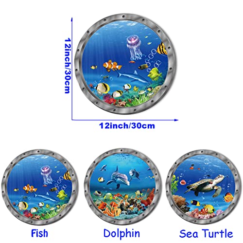 Ocean Animals World Under Sea Decor Includ Sea Turtles Dolphins Fishes 3 Pcs Removable 3D Peel And Stick Vinyl Stickers For Bathroom,Wall Decor,Wall Stickers,Bedroom,Furniture #TOP1