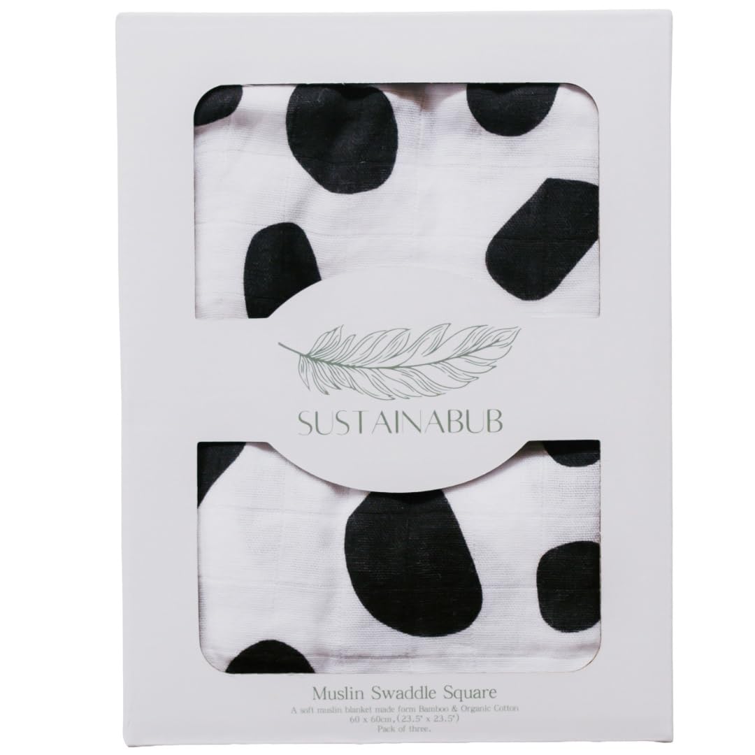 Sustainabub Pack of 3 Organic Baby Muslin Cloths