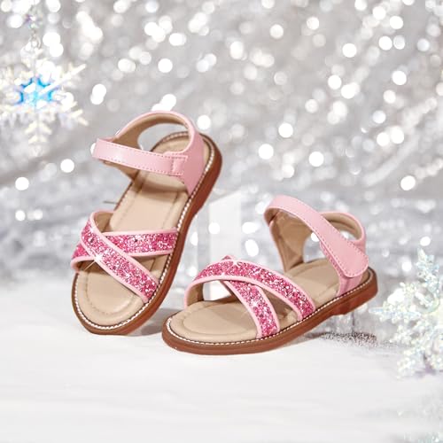Image of Otter MOMO Girls Open Toe Princess Flat Sandals with Comfort Sole Summer Sandals