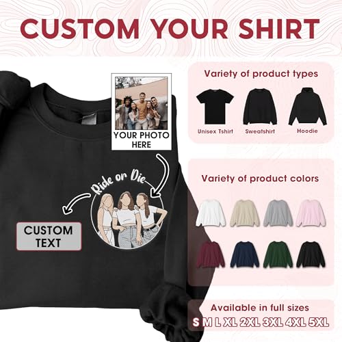 Custom Embroidered Sweatshirt – Custom Picture for Couples, Family, or Friends – Style 32