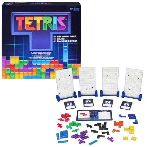 SPIN MASTER GAMES - Juegos de Mesa Tetris, un Clásico de Estrategia y Velocidad para Toda la Familia, 2-4 Jugadores - 6074642 - Regalo Niño 8 años + - Juegos de Mesa Niños 8 Años +