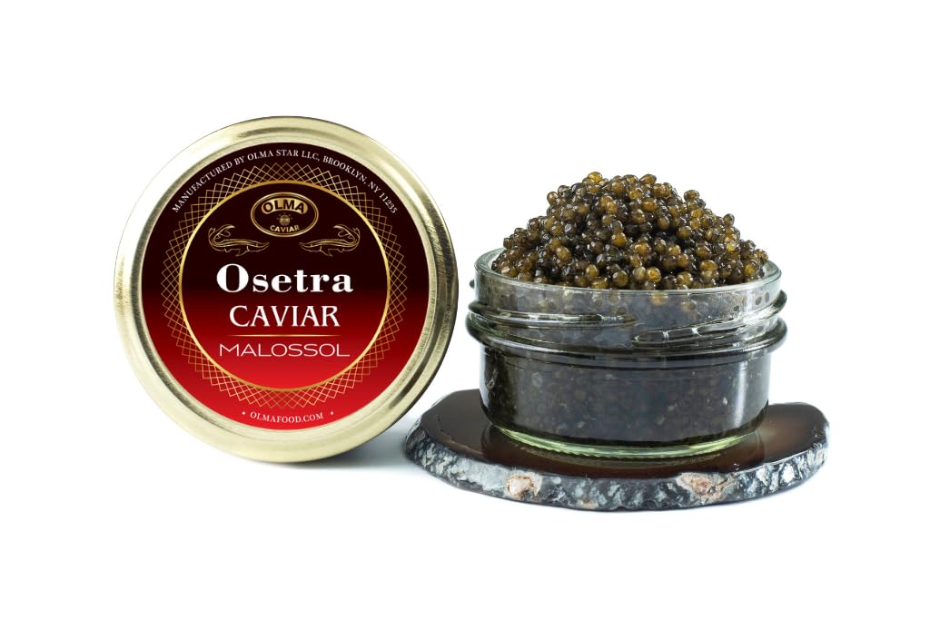 OVERNIGHT SHIPPING- OLMA Osetra Sturgeon Black Caviar - Smooth Flavor, Superior Grade - 2 oz / 56 g