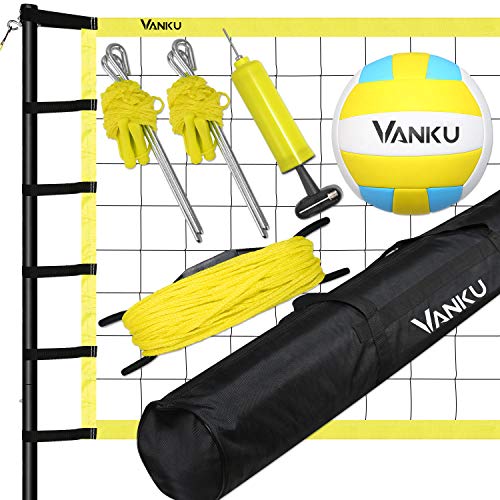 Vanku Red de Voleibol Profesional, Kit Sirve para Red de Bádminton, Altura Ajustable, Tamaño Estándar Oficial de 9.5 * 1M, Voleibol Y Bolsa de Transporte Gratis (0705)