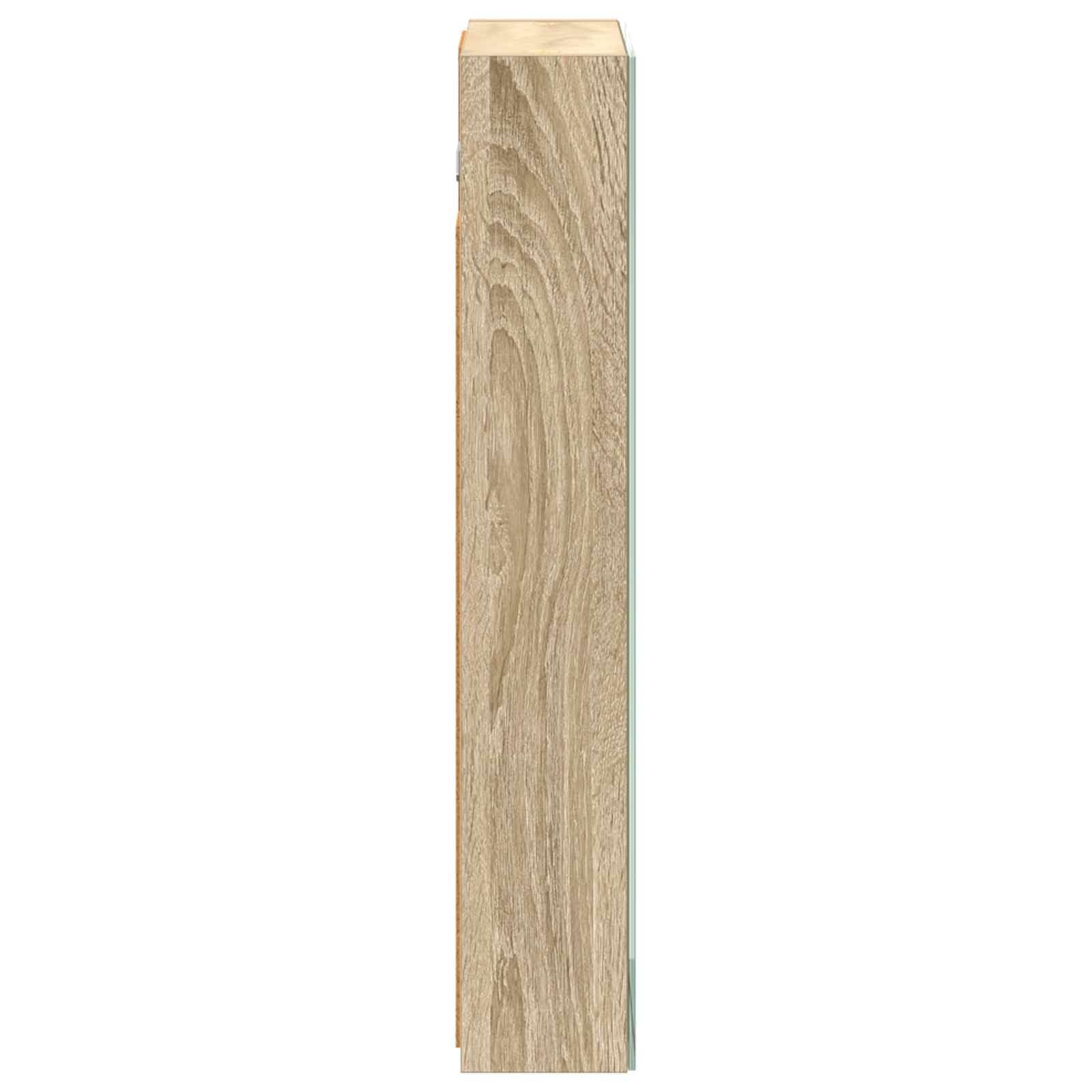 Armadietto da bagno a specchio in rovere Sonoma, 40 x 10,5 x 60,5 cm, da appendere alla parete, con specchio bidirezionale, 2 ripiani, porta, spazio per lavandino, bagno, WC degli ospiti