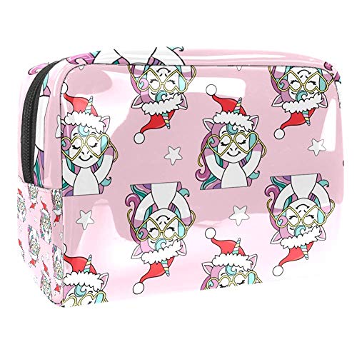 Preisvergleich Produktbild Kosmetiktasche mit weihnachtlichem Einhorn in Weihnachtsmann, Mütze, Kosmetiktasche, Handtasche