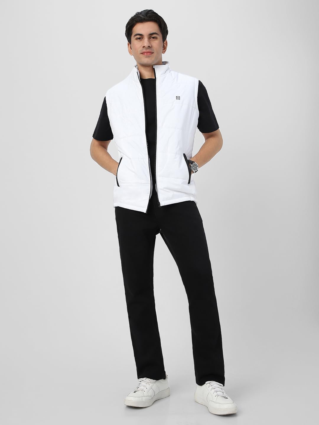 Urbano Fashion Men's White Sleeveless Zippered Puffer Jacket (jakt-puff-slvless-white-xl) 3