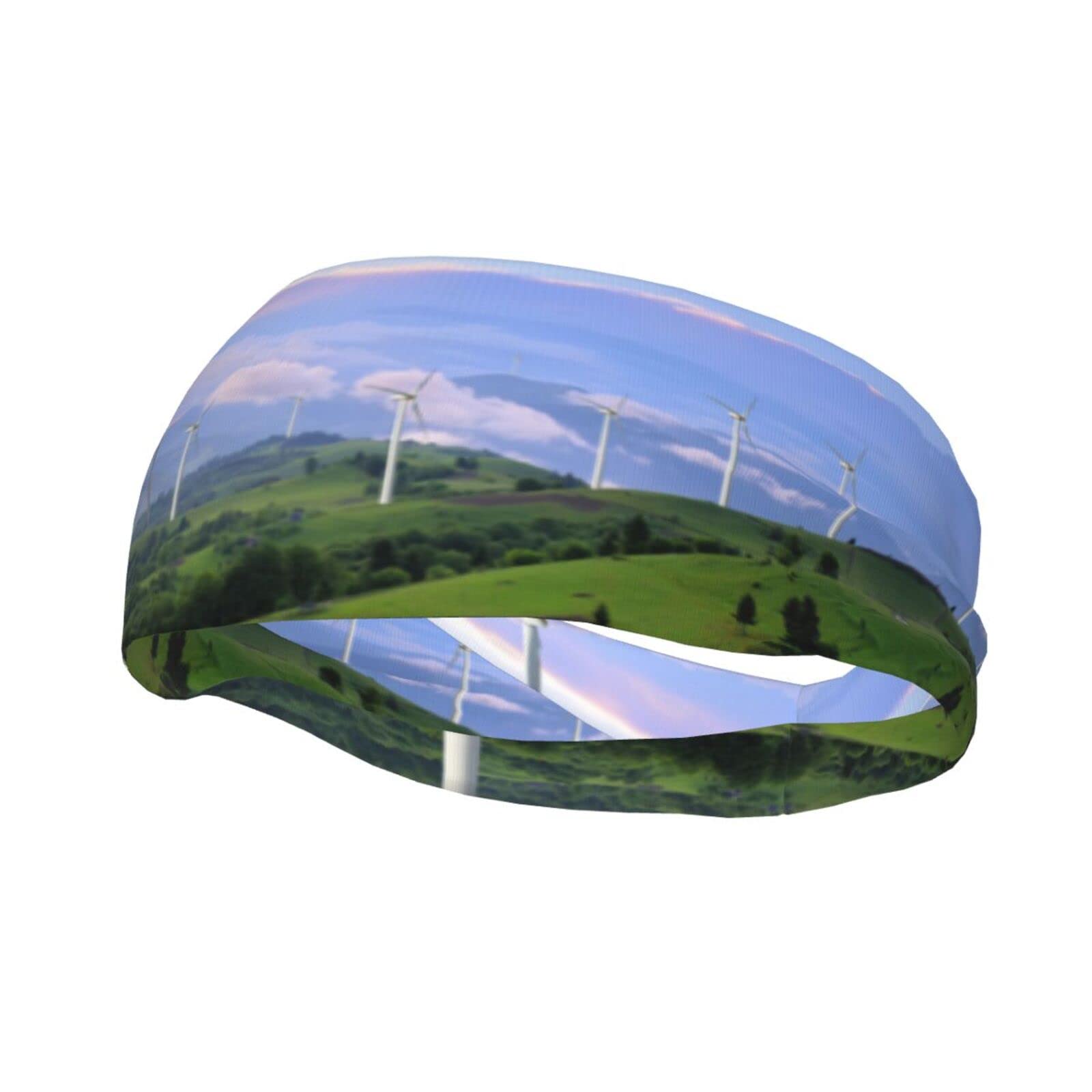 Sports Headbands Wind Turbines Generating Electricity Workout Sweatband for Running Cycling for Women Men