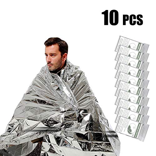 UBEGOOD Emergency Blanket, Silver Space Blanket, Waterproof Mylar Thermal Foil Blanket 52" x