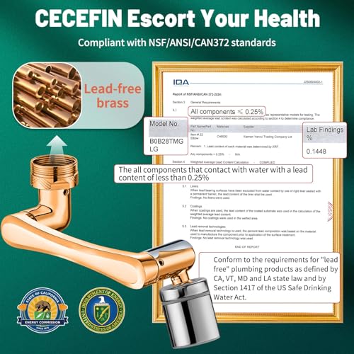 Image of Patented CECEFIN 1080Swivel Faucet-Extender Sink-Aerator - 2-Mode Splash Water Tap Extension, Kitchen Bathroom 360 Rotate Spray Attachment, Multifunctional Universal Robotic Arm -Wash Hand /Hair /Face