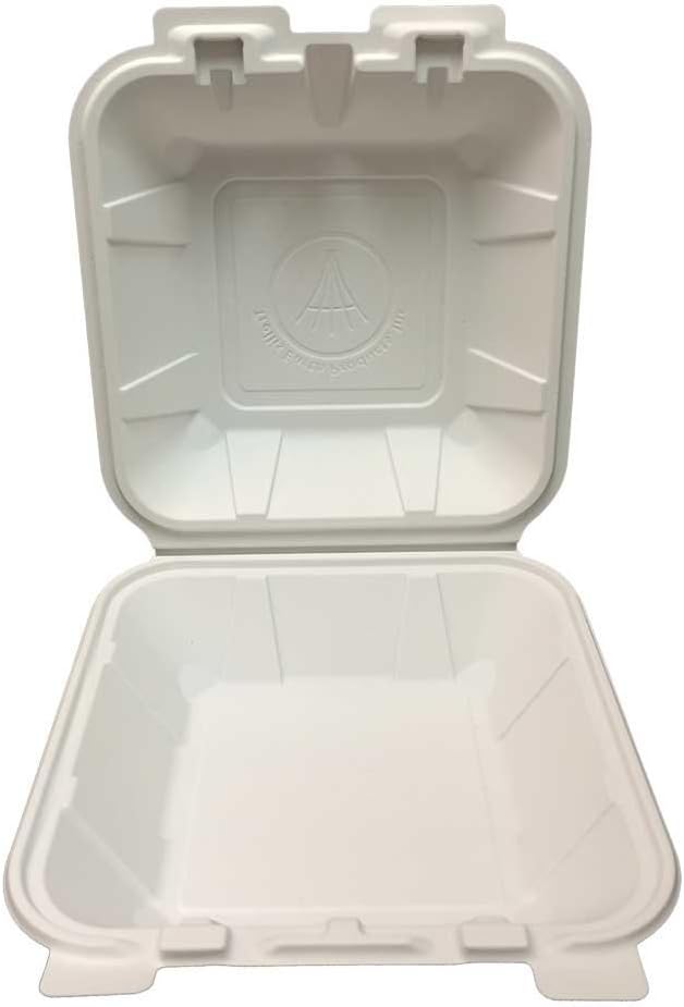 Trellis Earth TRH-41 Bioplastic 8" x 8" Clamshell with Single Compartment, Natural (Pack of 200)