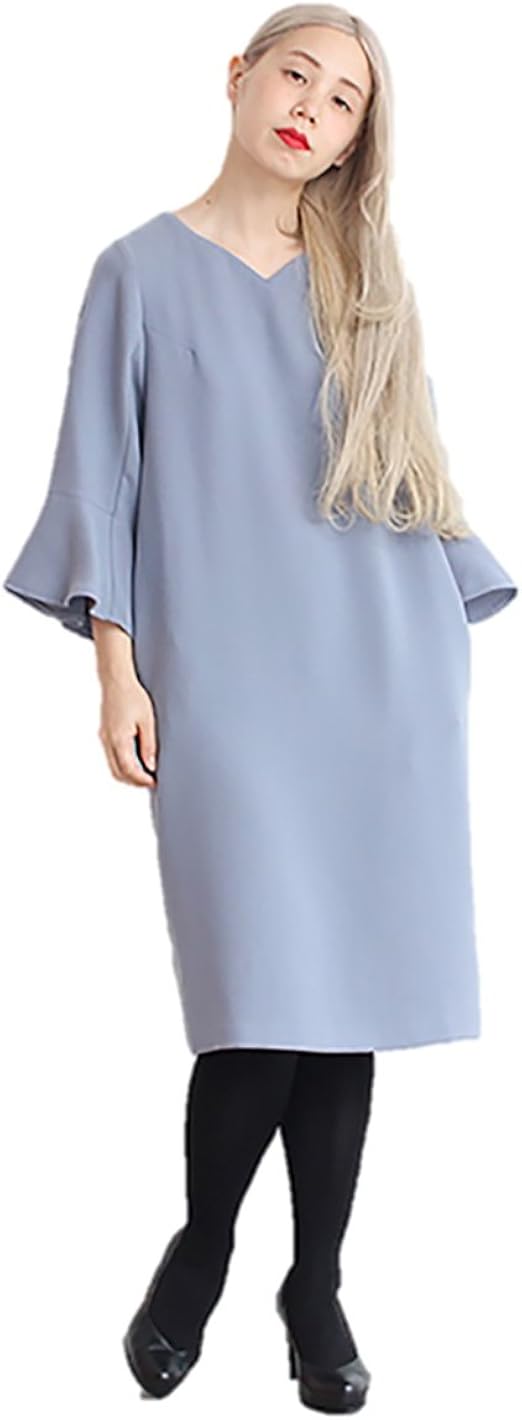 Amazon Co Jp ノート エ シロンス Note Et Silence Olika アンティークジョーゼット 二重織りワンピース 1801op Free サックスブルー 服 ファッション小物