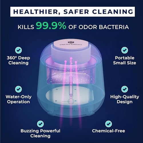 Fresh Knight Ultrasonic Retainer Cleaner, 45kHz Retainer Cleaner Machine for Denture Cleaner, Retainer Cleaner, Mouth Guard Cleaner, Night Guard Cleaner, Denture Cleaner with 200ML Dental Cleaning Pod