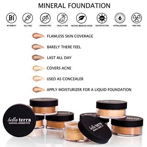 Bella Terra Mineral Powder Foundation | Long-Lasting All-Day Wear | Buildable Sheer to Full Coverage – Matte | Sensitive Skin Approved | Natural SPF 15 (Ivory) 9 grams - Thumbnail 6