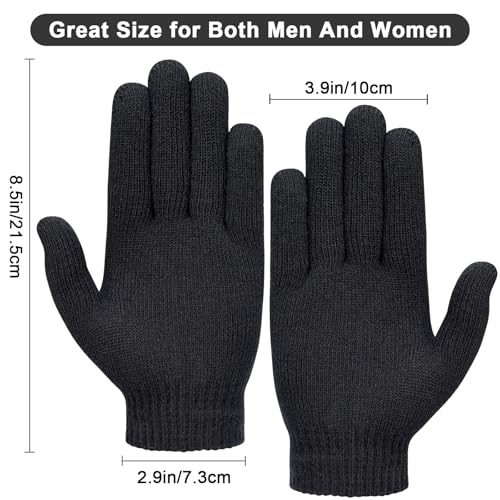 MENOLY 3 Pairs Winter Magic Gloves for Adult Men Women Warm Stretchy Knit Black Gloves One Size Fits Men Women Teens - Image 3