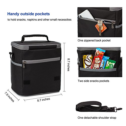 Apollo Walker Lunch Box Insulated Lunch Bag Large Foldable Waterproof Cooler Picnic Tote Bag for Adult Men, Women, Black