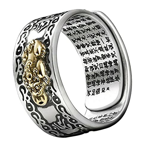 Holibanna Chinois Mythologie Pixiu Anneau Chanceux Animaux Best Bénédiction Chinois Caractère Lettrage Attirer Fortune Chance Saisissant Richesse Bouddhiste Charme Amulette Bijoux Cadeau Cover