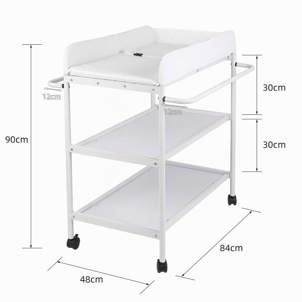 Fasciatoio Pieghevole per Neonato con Struttura Stabile, Fasciatoio Portatile con Scomparti Portaoggetti, Tavolo da Massaggio con Tasche a Rete e Salvaspazio, Antibatterico (84 * 72 * 90 cm)