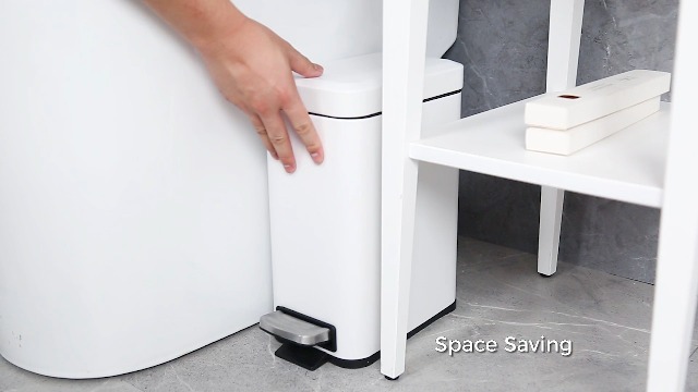 Image of Sineng Bathroom Trash Can with Lid Soft Close, 1.6 Gallon Stainless Steel Small Pedal Garbage Can with Removable Inner Bucket, Waste Bin for Kitchen Bedroom, Compact Toilet Trash bin