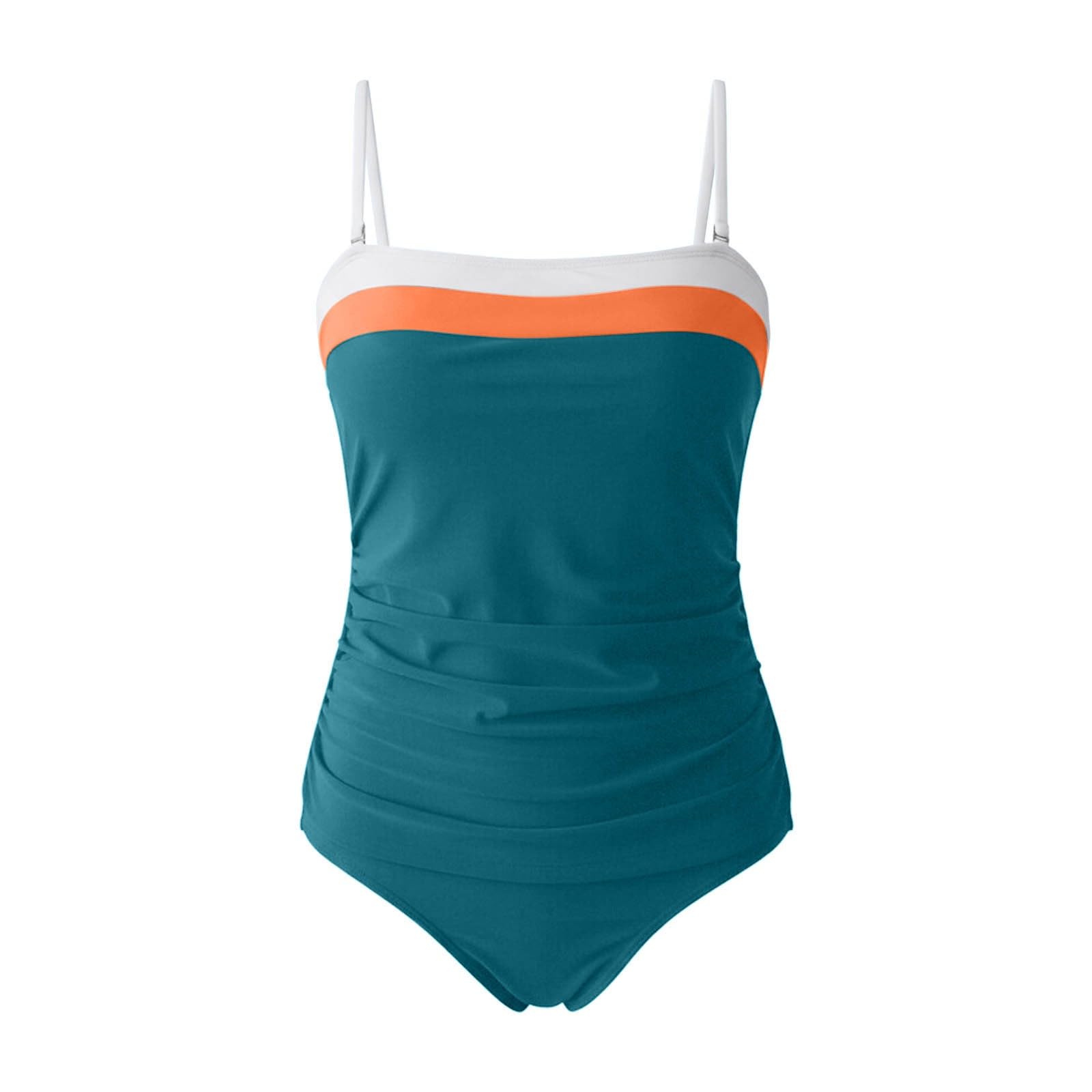 Generisch Costume da bagno tankini senza spalline con parte superiore arricciata a fascia, costume da bagno in due pezzi