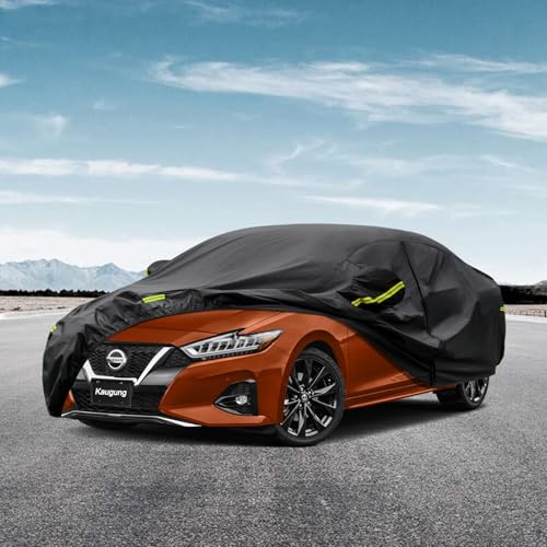 Image of Kaugung 7 Layers Car Cover Custom Fit Nissan Maxima from 1988 to 2025, Outdoor Waterproof All Weather Sun Rain Dust Snow Protection with Zipper Door.(USA Warehouse,Within 3-7 Days)