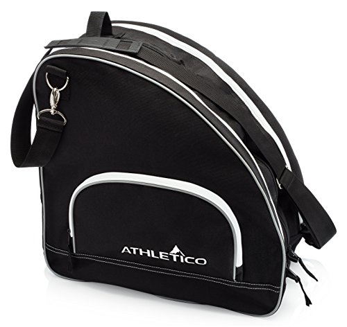 Athletico Ice & Inline Skate Bag - Premium Bag to Carry Ice Skates, Roller Skates, Inline Skates for Both Kids and Adults (Black with White Trim), Black With White Trim, L, Detachable,Durable